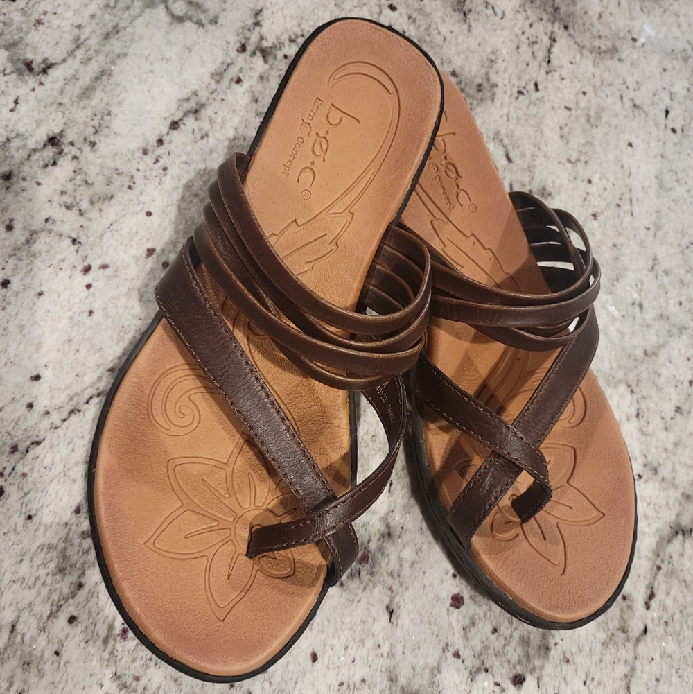 B.O.C Alisha Women's Size 8 Strappy CrossOver Sandals, Brown Faux Leather NEW NT